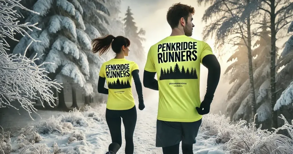 Penkridge Runners - Members running through a snowy woodland.